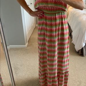 Strapless Patterned Maxi Dress
